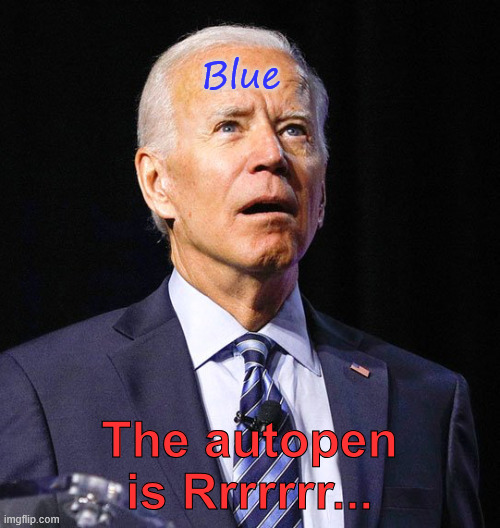 Joe Biden | Blue The autopen is Rrrrrrr... | image tagged in joe biden | made w/ Imgflip meme maker
