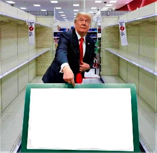 Trump at empty New York supermarket Blank Meme Template