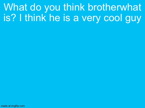 What do you think brotherwhat is? I think he is a very cool guy | made w/ Imgflip meme maker