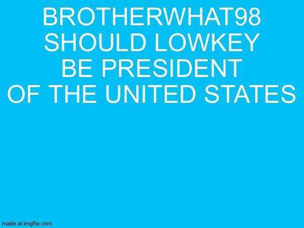 Brotherwhat98 should lowkey be president of the United states | made w/ Imgflip meme maker