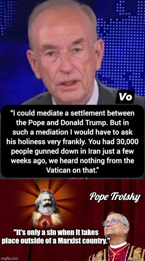 Pope Trotsky don't care what CommunIslam does. | image tagged in pope trotsky 3,communism,radical islam | made w/ Imgflip meme maker