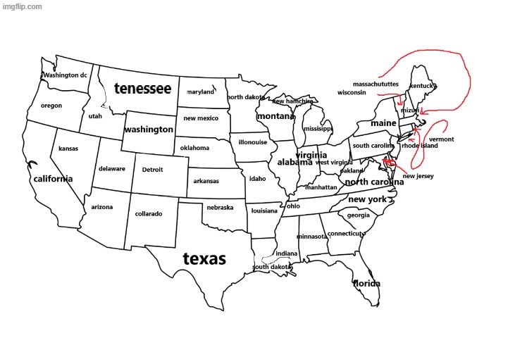My friend's attempt at guessing american states (we are both australian) | image tagged in lucas amerrica png | made w/ Imgflip meme maker