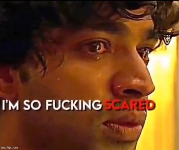Im so fucking scared | image tagged in im so fucking scared | made w/ Imgflip meme maker
