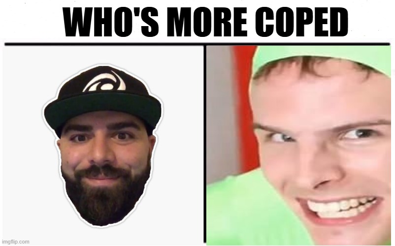 i think Ian is more coped | who's more coped | image tagged in who would win,cope,keemstar,idubbbz,youtube | made w/ Imgflip meme maker