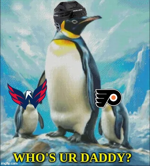 Penguins Flyers meme | image tagged in a7ppry 1 jpg,penguins,flyers,sports,capital one,nhl | made w/ Imgflip meme maker
