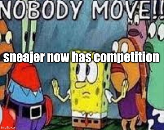 NOBODY MOVE!! | sneajer now has competition | image tagged in nobody move | made w/ Imgflip meme maker