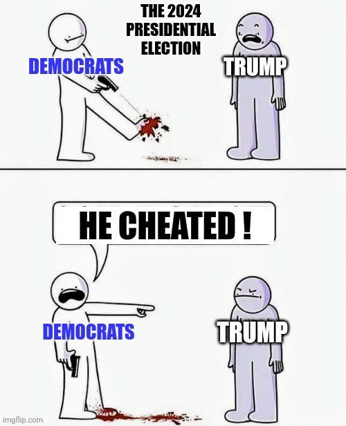 But , it's all Trump's fault | The 2024 Presidential Election; He cheated ! | image tagged in democrats democratting,installed candidates,2016 too,losers,blame game,stupid liberals | made w/ Imgflip meme maker