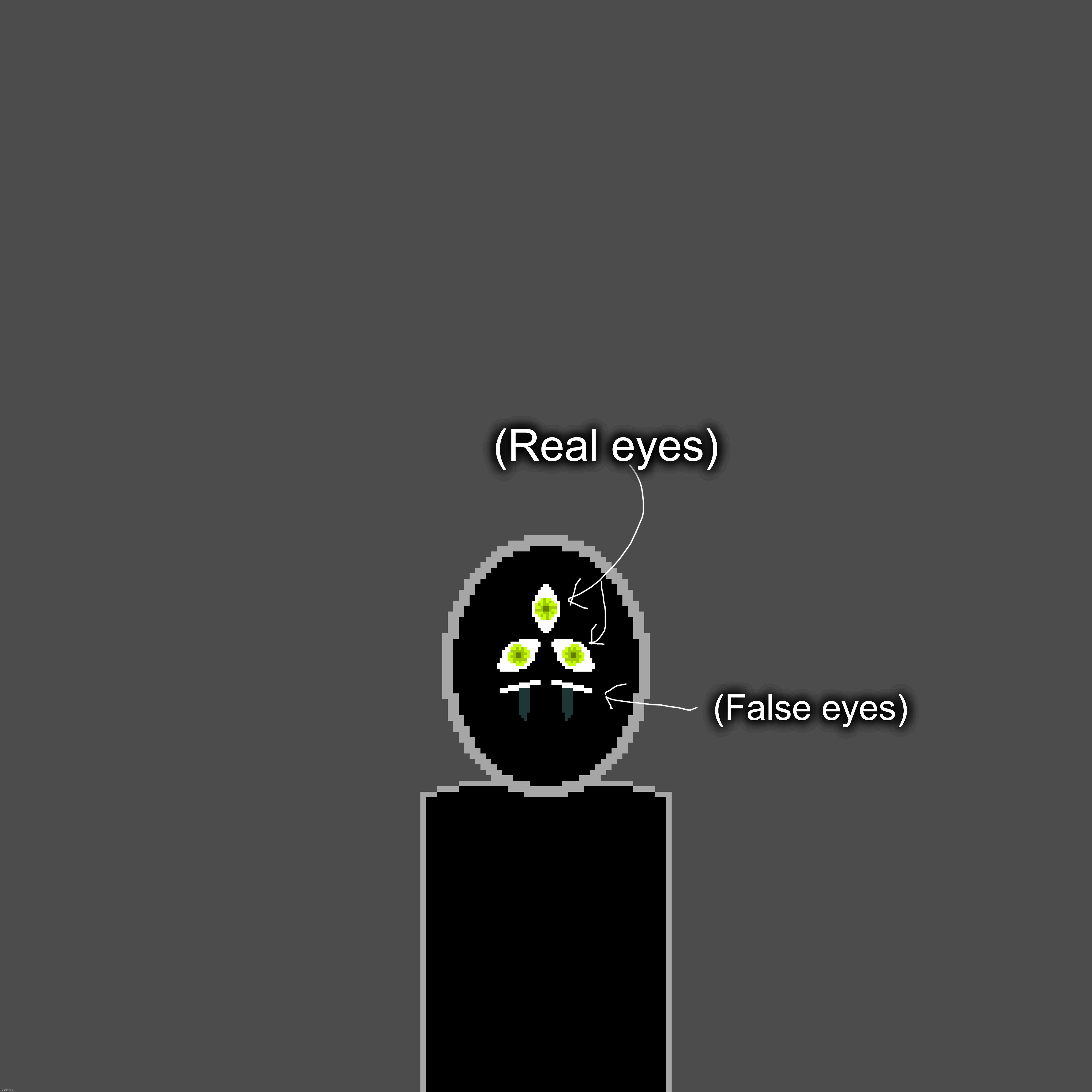 Three-eyed thingy I made | (Real eyes); (False eyes) | made w/ Imgflip meme maker