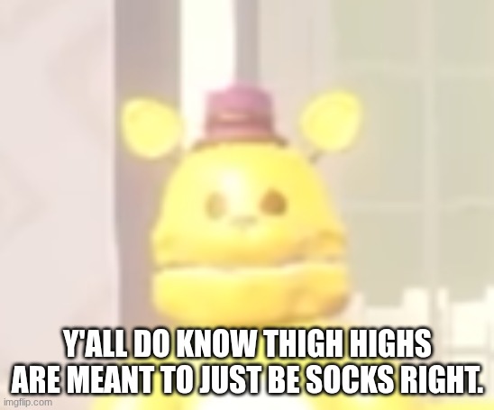 anyone could wear them. | y'all do know thigh highs are meant to just be socks right. | image tagged in the stare | made w/ Imgflip meme maker