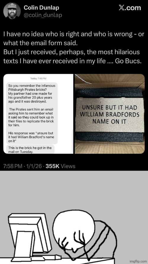"unsure" | image tagged in memes,computer guy facepalm,brick,mail,bricks,you had one job | made w/ Imgflip meme maker