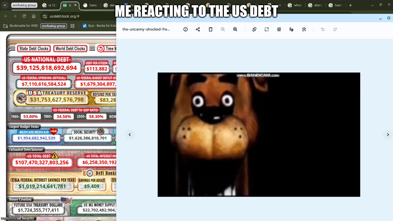 me rn | me reacting to the us debt | image tagged in us debt reaction | made w/ Imgflip meme maker