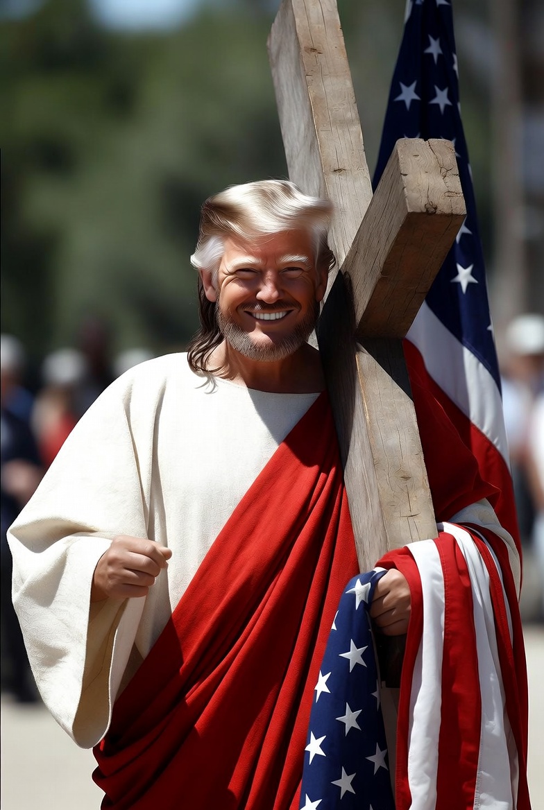 Donald Trump Jesus Christ Cross Flag MAGA Blank Meme Template