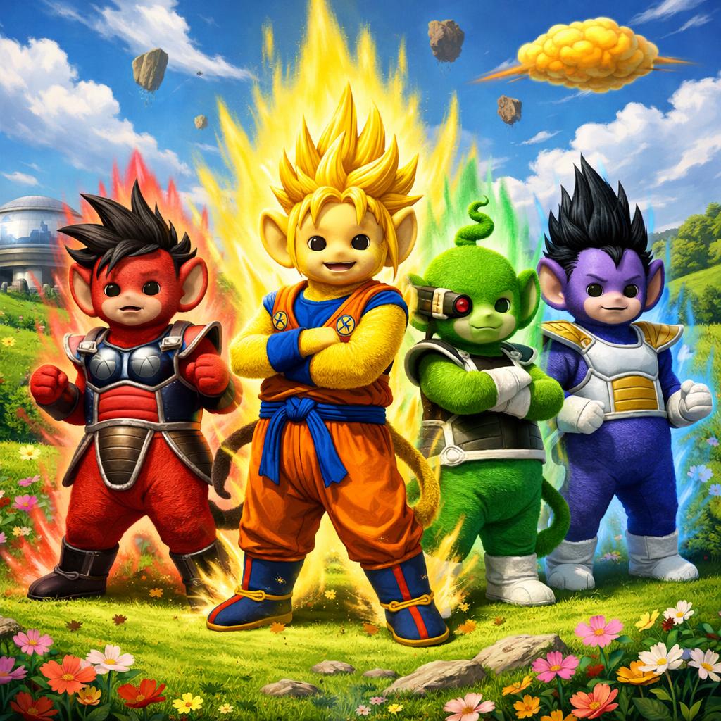 teletubi combinado con goku Blank Meme Template