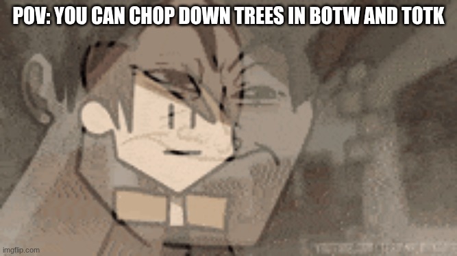 anyone else? no? | Pov: you can chop down trees in botw and totk | image tagged in memes,funny,the legend of zelda,video games | made w/ Imgflip meme maker