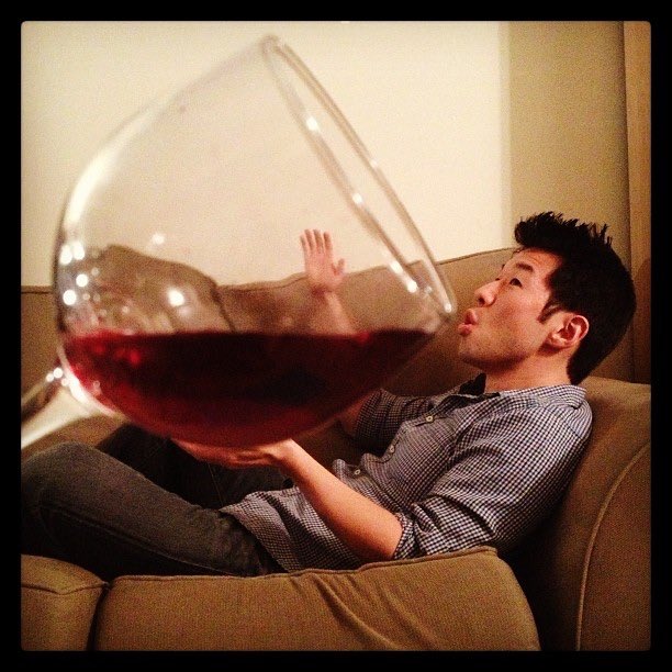 Drinking from big glass Blank Meme Template