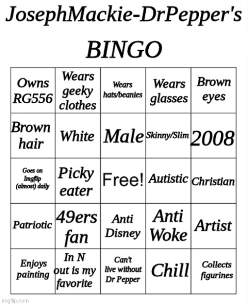 JosephMackie-DrPepper's BINGO | image tagged in josephmackie-drpepper's bingo | made w/ Imgflip meme maker