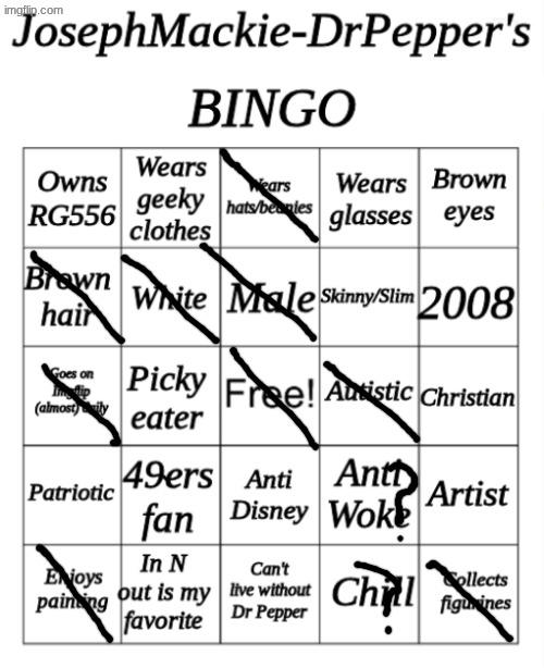 JosephMackie-DrPepper's BINGO | image tagged in josephmackie-drpepper's bingo | made w/ Imgflip meme maker