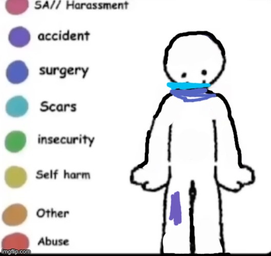 One time I tripped n hurt my leg bad (surgery from tonsil removal) also scars bc I hit my chin when I was younger | image tagged in make your own | made w/ Imgflip meme maker