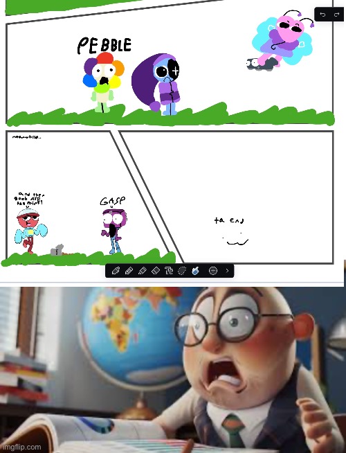 Made a comic for class lol (might post full comic later) there’s spilt beanz next to gig because she spilt da beanz | image tagged in beanz,hhahahahhahahahaha funny | made w/ Imgflip meme maker