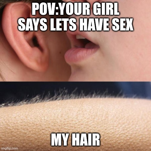 Whisper and Goosebumps | pov:your girl says lets have sex; my hair | image tagged in whisper and goosebumps | made w/ Imgflip meme maker