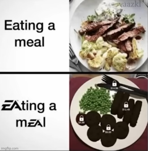 image tagged in memes,gaming,video games,ea,food,unlock | made w/ Imgflip meme maker