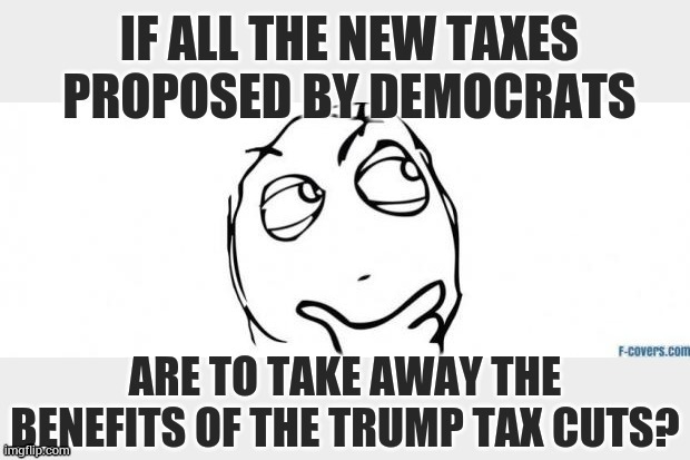I Wonder... | image tagged in memes,democrat,taxes,take away,trump,tax cuts | made w/ Imgflip meme maker