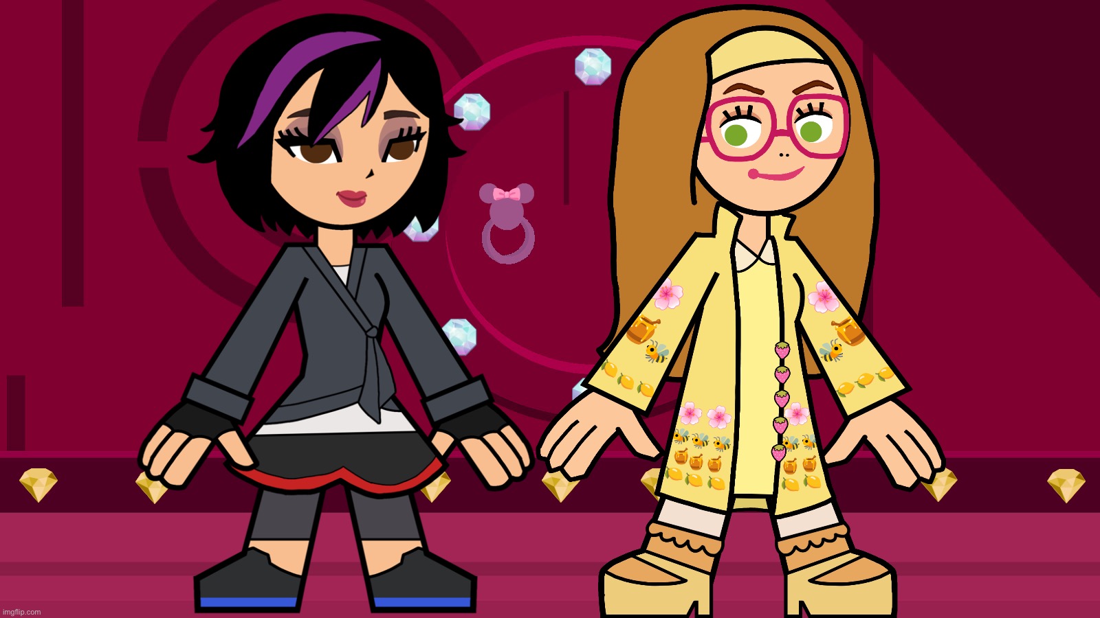 GoGo and Honey (in Hero 108 Style) | image tagged in hero 108 - gemstone pink princess room,big hero 6,gogo tomago,go go tomago,honey lemon,hero 108 | made w/ Imgflip meme maker