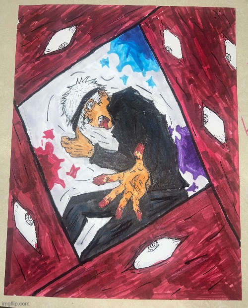 I just made this to practice using alcohol markers | image tagged in art,drawing,jujutsu kaisen,jjk | made w/ Imgflip meme maker