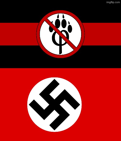 image tagged in anti furry flag,nazi flag | made w/ Imgflip meme maker