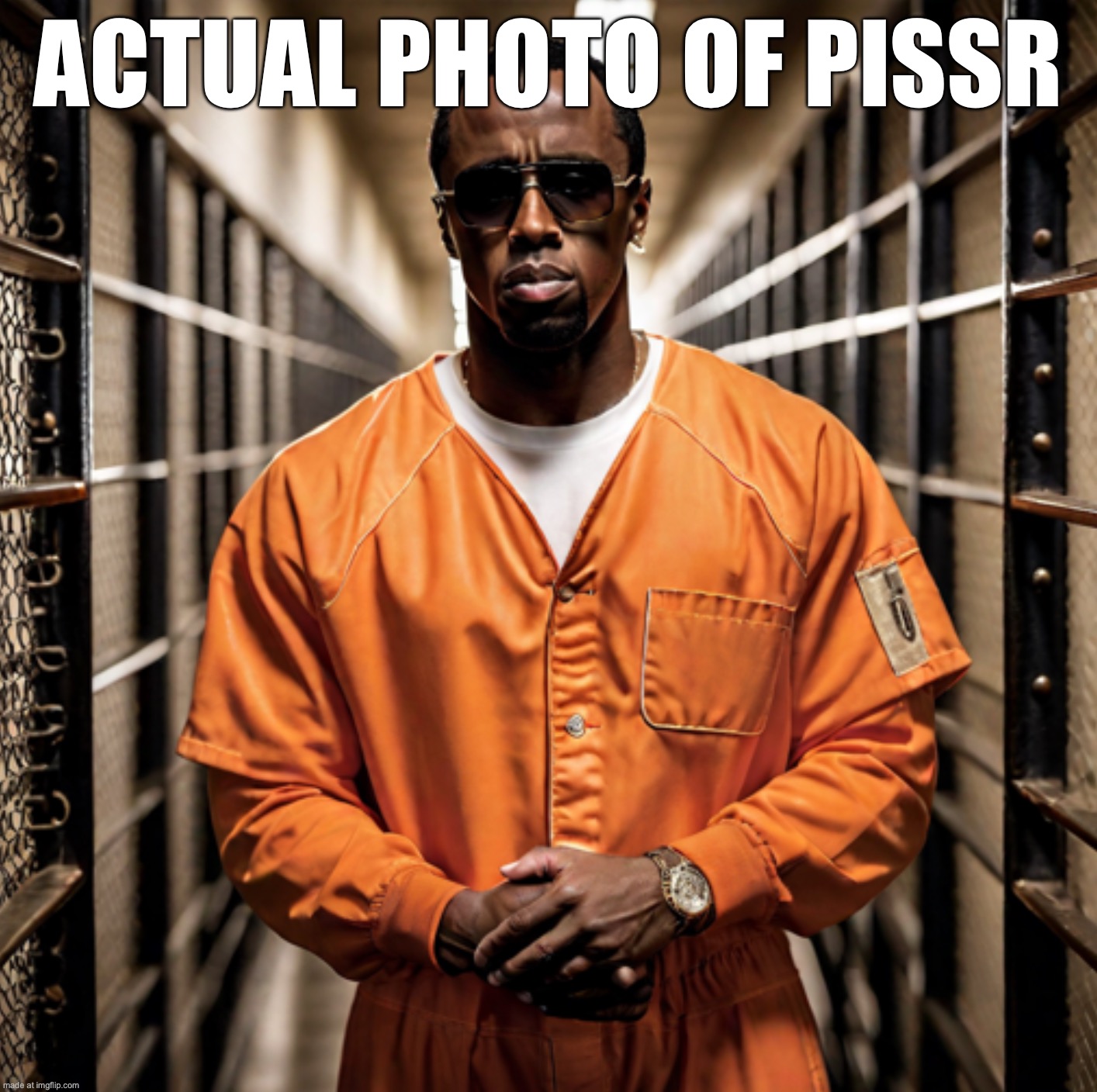 P Diddy Diddler inmate prison | Actual photo of pissr | image tagged in p diddy diddler inmate prison | made w/ Imgflip meme maker