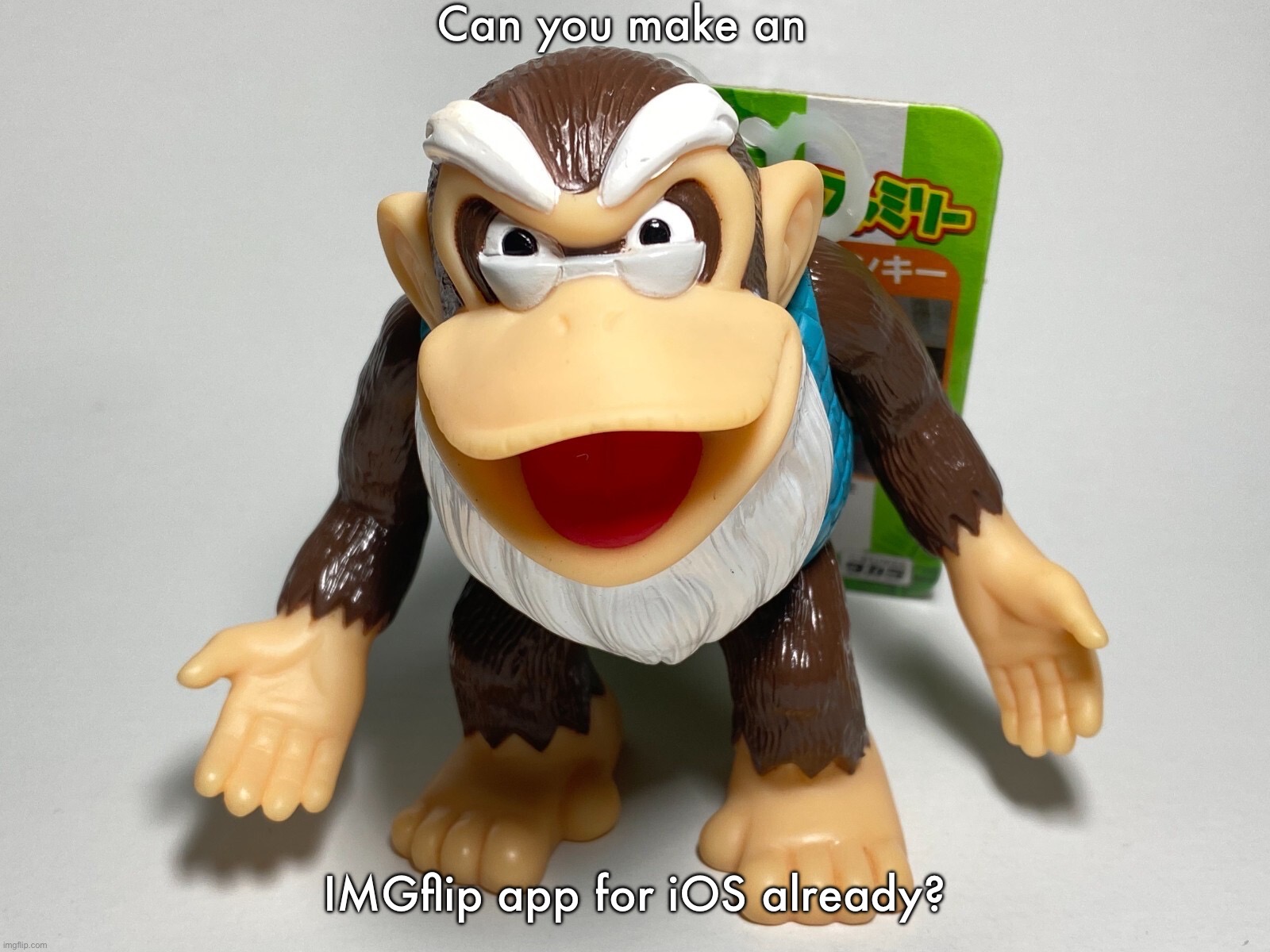 Would help for Apple users | Can you make an; IMGflip app for iOS already? | image tagged in cranky kong | made w/ Imgflip meme maker