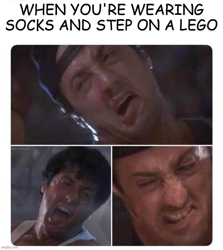The pain | When you're wearing socks and step on a lego | image tagged in pain,funny memes,lego,humor | made w/ Imgflip meme maker