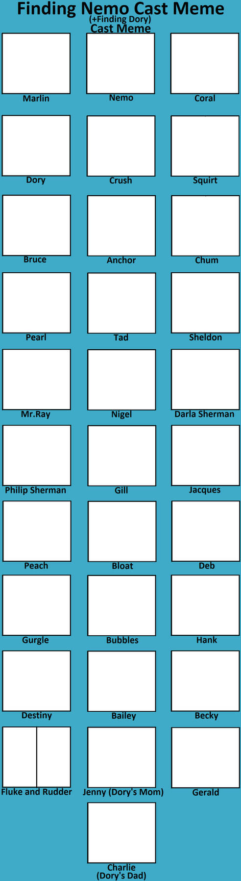Finding Nemo (+Finding Dory) Cast Meme Blank Meme Template