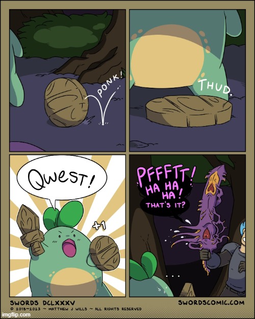 Quest Sprout wields the Shield! | image tagged in swords,sprout,quest,shield,eternal,slumber | made w/ Imgflip meme maker
