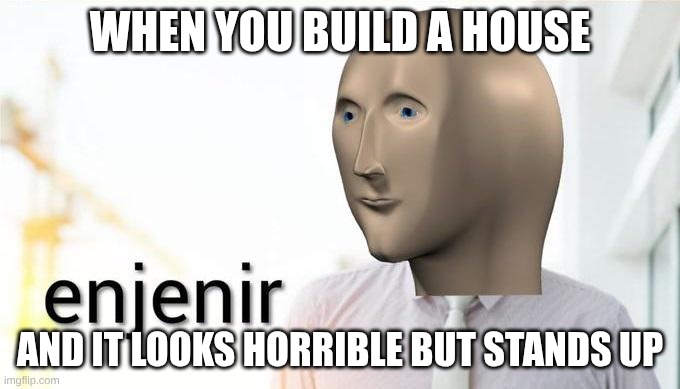 nh | when you build a house; and it looks horrible but stands up | image tagged in enjenir,memes | made w/ Imgflip meme maker