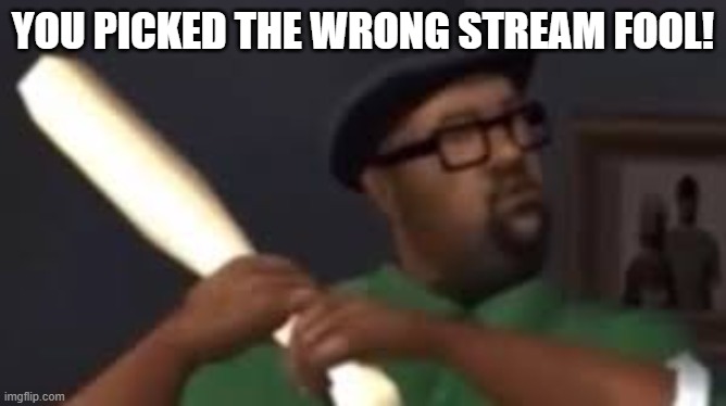 when a furry start posting or commenting on an anti furry stream | you picked the wrong stream fool! | image tagged in you picked the wrong house fool,anti furry,furry,memes,cj,gta san andreas | made w/ Imgflip meme maker