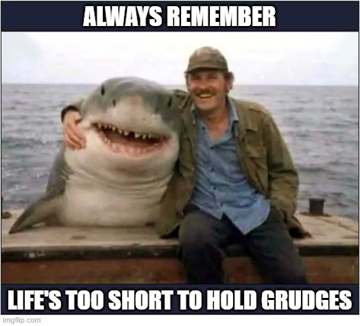 Listen To Quint ! | always remember; life's too short to hold grudges | image tagged in quint,jaws,life's too short,grudges | made w/ Imgflip meme maker