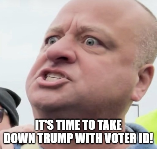 Minnesota Angry Man | It's time to take down trump with Voter ID! | image tagged in minnesota angry man | made w/ Imgflip meme maker