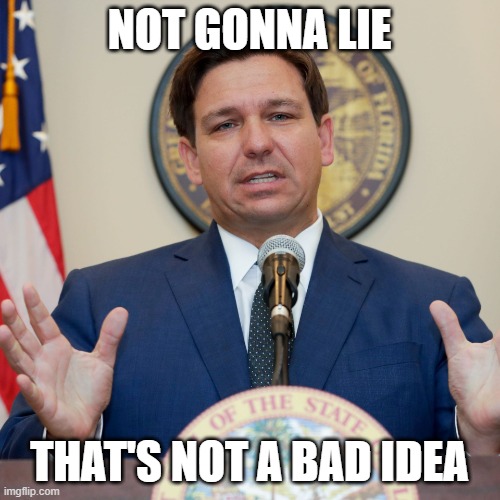 DeSantis | not gonna lie that's not a bad idea | image tagged in desantis | made w/ Imgflip meme maker