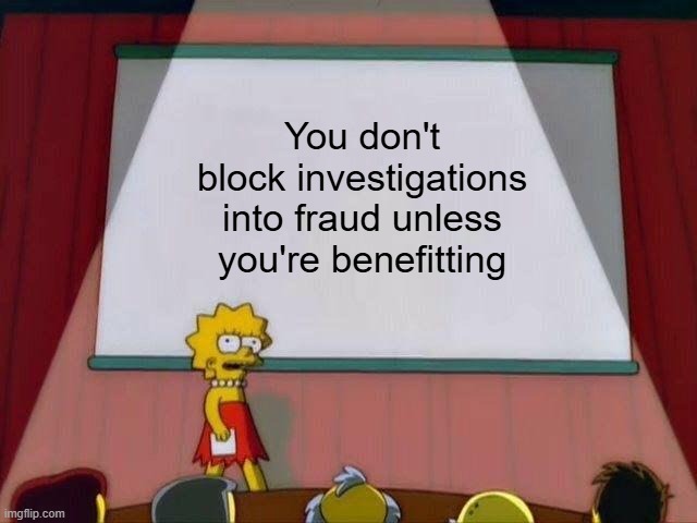 Every Democrat in the Minnesota House Rules Committee votes to BLOCK investigations into fraud under Tim Walz | You don't block investigations into fraud unless you're benefitting | image tagged in lisa simpson's presentation | made w/ Imgflip meme maker