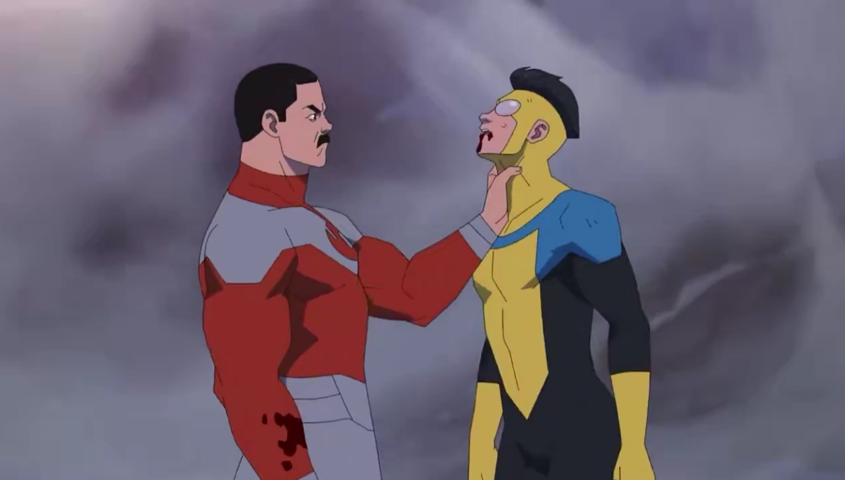 Thragg holding Mark Grayson's Neck Blank Meme Template