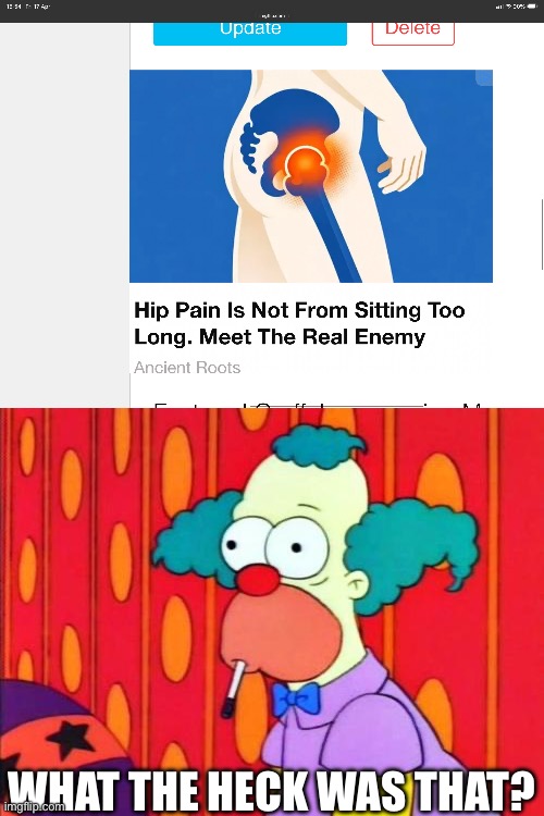 Are the ads round here getting a little too… RANDOM? | WHAT THE HECK WAS THAT? | image tagged in krusty the clown what the hell was that,ads,what is that,shocking,this is getting out of hand,goofy ahh | made w/ Imgflip meme maker