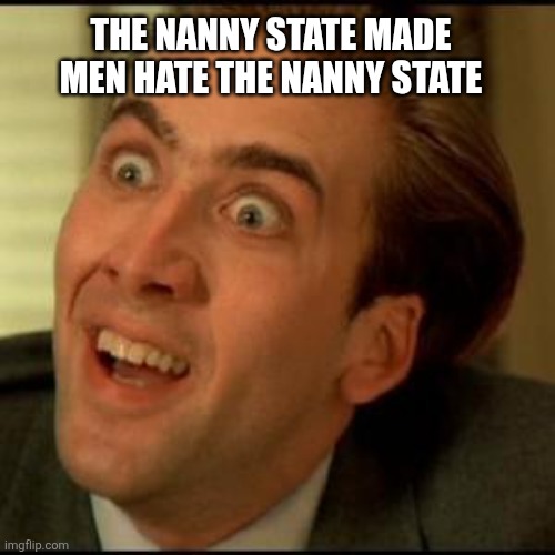 The progressive problem. | The nanny state made men hate the nanny state | image tagged in you dont say,men | made w/ Imgflip meme maker