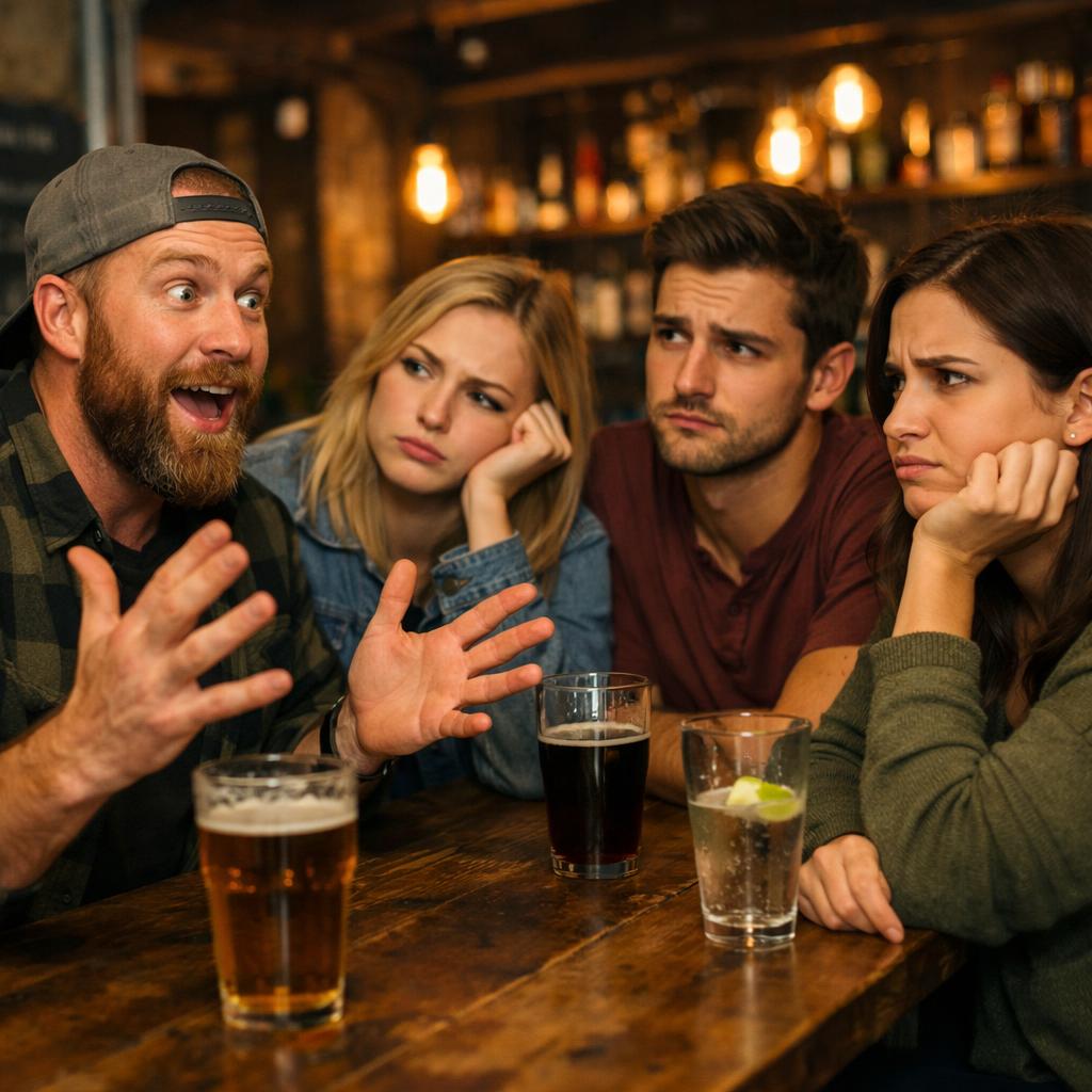 Use a picture of someone telling a wild story while others look Blank Meme Template