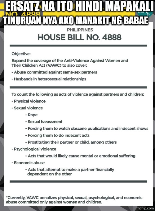 Ersatz na ito hindi mapakali Tinuruan nya ako manakit ng babae | image tagged in send this to any people that hates a popular thing | made w/ Imgflip meme maker