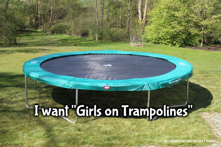 trampoline | I want "Girls on Trampolines" | image tagged in trampoline | made w/ Imgflip meme maker