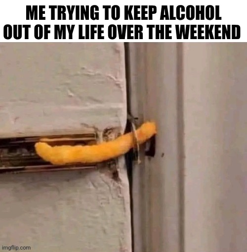 Me Trying To Keep Alcohol Out Of My Life Over The Weekend | Me trying to keep alcohol out of my life over the weekend | image tagged in 9lyn8s jpg | made w/ Imgflip meme maker