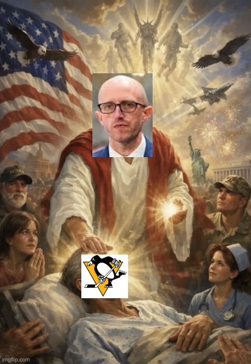The Savior of the Penguin | image tagged in memes,trump,jesus,hockey,penguins,politics | made w/ Imgflip meme maker