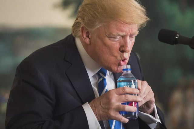 Donald drinking water Blank Meme Template