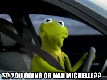sad kermit | SO YOU GOING OR NAH MICHELLE?? | image tagged in sad kermit | made w/ Imgflip meme maker